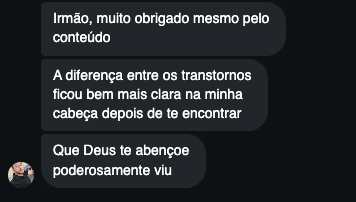 Print de depoimento real sobre o Guia de Estudo Saúde Mental